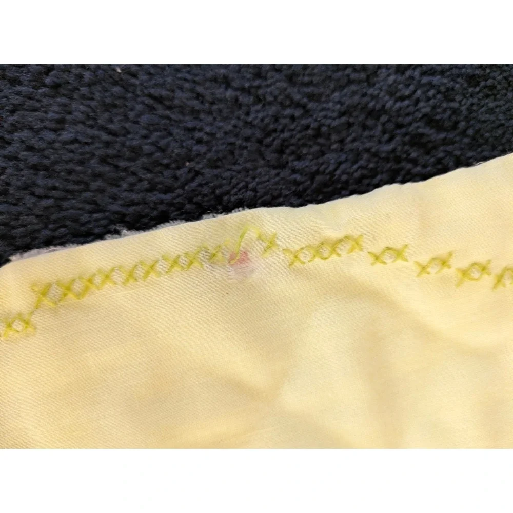 Vintage Disney Bambi Thumper Flower Embroidered Baby Quilt Cream Yellow 30x43